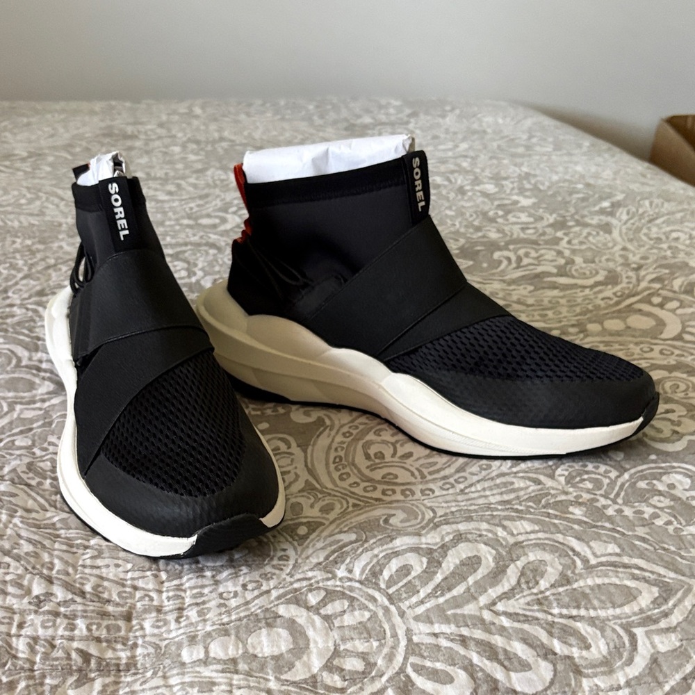 Sorel Black and White Men's Slip-On High-Top Sneakers